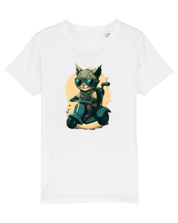 Cat on scooter White
