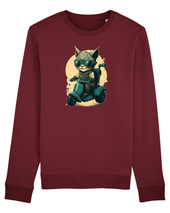 Cat on scooter Burgundy