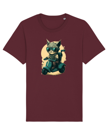 Cat on scooter Burgundy