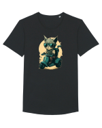 Cat on scooter Tricou mânecă scurtă guler larg Bărbat Skater
