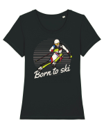 Sporturi de iarnă - Born to ski v2 Tricou mânecă scurtă guler larg fitted Damă Expresser