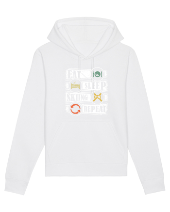 Sporturi de iarnă - Eat sleep skiing repeat White
