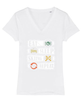Sporturi de iarnă - Eat sleep skiing repeat White