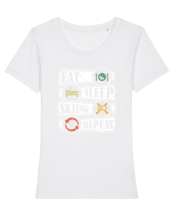 Sporturi de iarnă - Eat sleep skiing repeat White