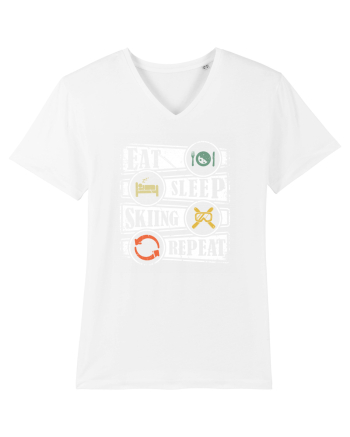 Sporturi de iarnă - Eat sleep skiing repeat White