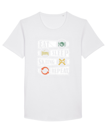 Sporturi de iarnă - Eat sleep skiing repeat White