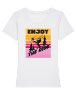 Sporturi de iarnă - Enjoy the ride Tricou mânecă scurtă guler larg fitted Damă Expresser