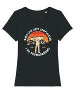 Sporturi de iarnă - I go snowboarding Tricou mânecă scurtă guler larg fitted Damă Expresser