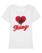 Sporturi de iarnă - Love skiing Tricou mânecă scurtă guler larg fitted Damă Expresser