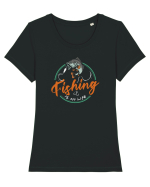 Fishing is my life Tricou mânecă scurtă guler larg fitted Damă Expresser