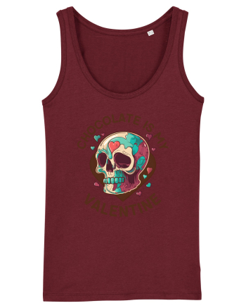 Chocolate Is My Valentine Skull Burgundy