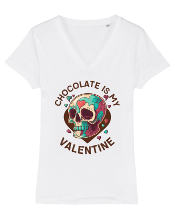Chocolate Is My Valentine Skull White