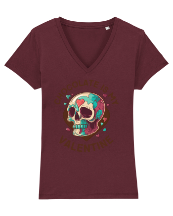 Chocolate Is My Valentine Skull Burgundy