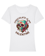 Chocolate Is My Valentine Skull Tricou mânecă scurtă guler larg fitted Damă Expresser