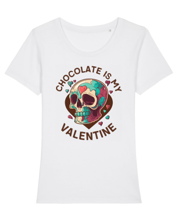 Chocolate Is My Valentine Skull White