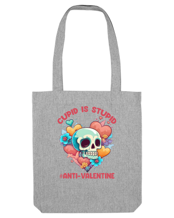 Cupid Is Stupid Anti Valentine Skull Heather Grey