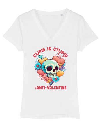 Cupid Is Stupid Anti Valentine Skull White