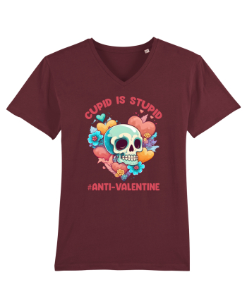 Cupid Is Stupid Anti Valentine Skull Burgundy
