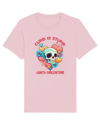 Cupid Is Stupid Anti Valentine Skull Cotton Pink