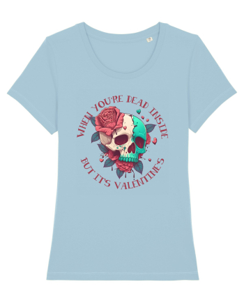 Dead Inside But It's Valentine Skull Sky Blue