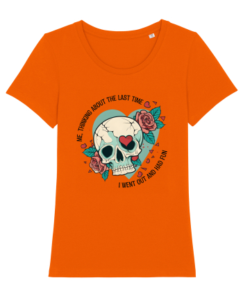 Funny Thinking Skeleton Valentine Skull Bright Orange
