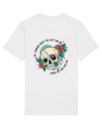 Funny Thinking Skeleton Valentine Skull White