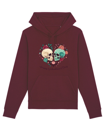 Heart Happy Valentine's Day Skull Burgundy