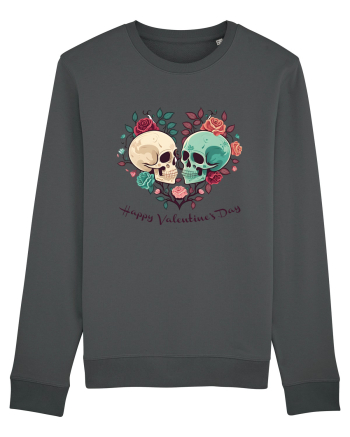 Heart Happy Valentine's Day Skull Anthracite