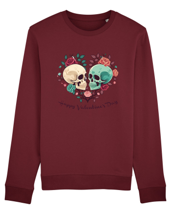 Heart Happy Valentine's Day Skull Burgundy