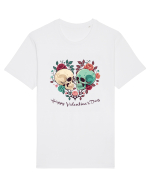 Heart Happy Valentine's Day Skull Tricou mânecă scurtă Unisex Rocker