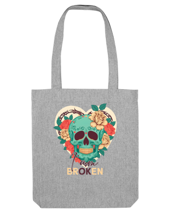 I am Broken Ok Skeleton Valentine Skull Heather Grey