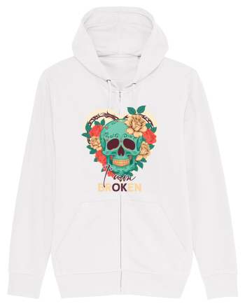 I am Broken Ok Skeleton Valentine Skull White