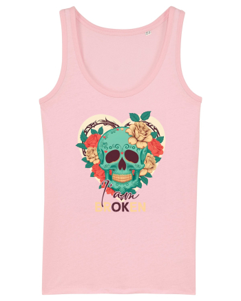 I am Broken Ok Skeleton Valentine Skull Cotton Pink