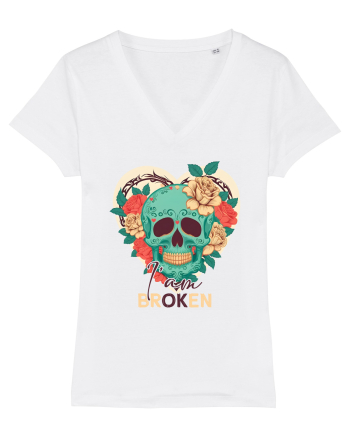 I am Broken Ok Skeleton Valentine Skull White