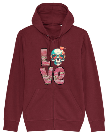 Love Heart Valentine Skull Burgundy