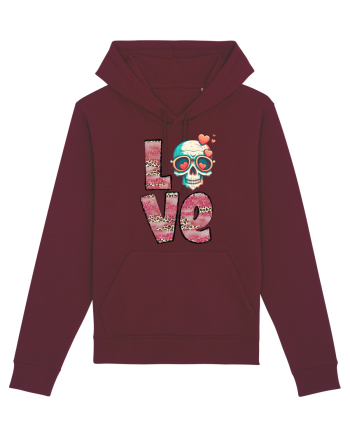 Love Heart Valentine Skull Burgundy