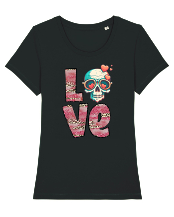 Love Heart Valentine Skull Black