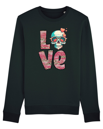 Love Heart Valentine Skull Black