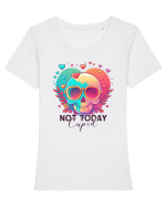 Not Today Cupid Anti Valentine Skull Tricou mânecă scurtă guler larg fitted Damă Expresser