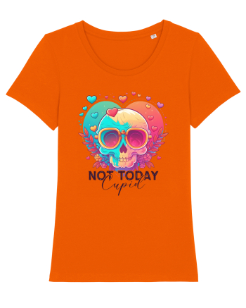 Not Today Cupid Anti Valentine Skull Bright Orange