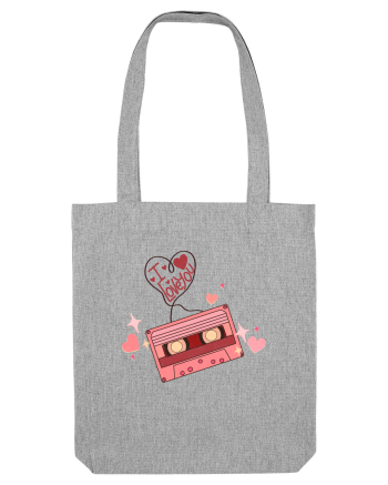 I Love You Retro Cassette Heather Grey