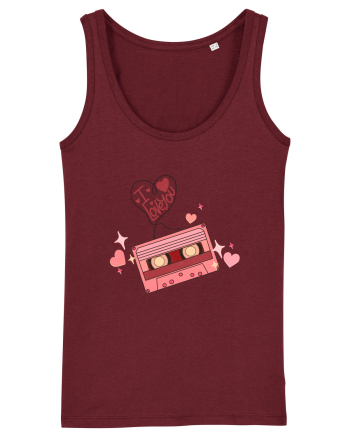 I Love You Retro Cassette Burgundy