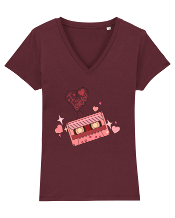 I Love You Retro Cassette Burgundy