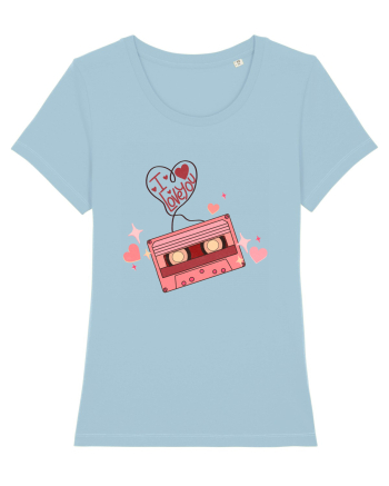 I Love You Retro Cassette Sky Blue