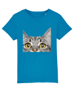 Pisica tigrata gri alb Tricou mânecă scurtă  Copii Mini Creator