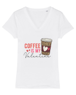 Coffee Is My Valentine Tricou mânecă scurtă guler V Damă Evoker