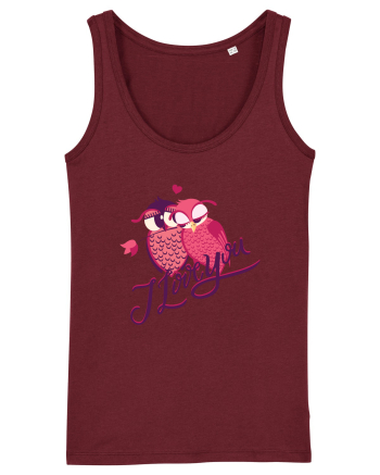 I Love You Sweet Owls Burgundy