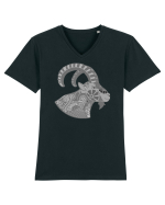 Capricorn-zodiac B&W Tricou mânecă scurtă guler V Bărbat Presenter