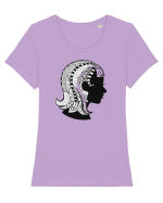 Fecioara-zodiac B&W Tricou mânecă scurtă guler larg fitted Damă Expresser