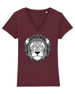 Leu-zodiac B&W Tricou mânecă scurtă guler V Damă Evoker